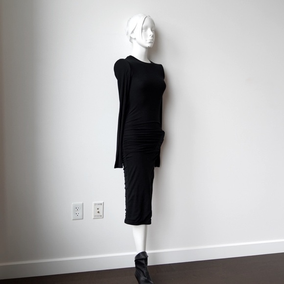 ATM Anthony Thomas Melillo Ribbed Knit Midi Sweater Dress - Black - XS - Picture 8 of 8